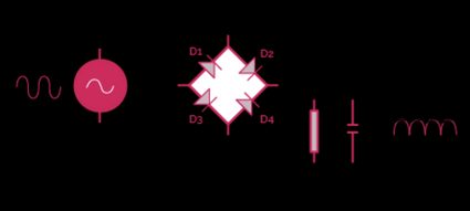 Full-wave bridge rectifier diagram.